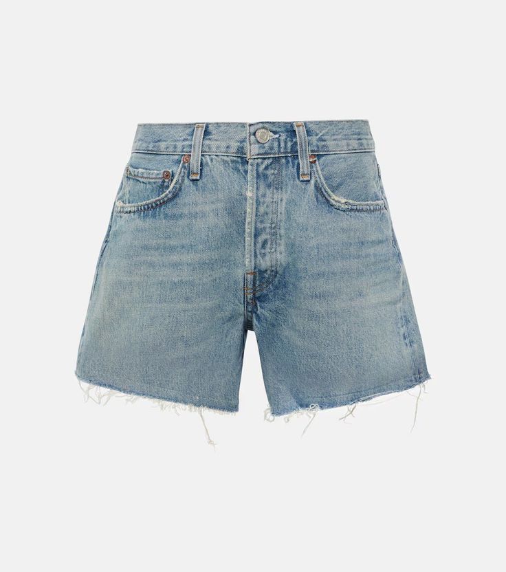 Parker denim shorts in blue - Agolde | Mytheresa Classic Jean Shorts With Five Pockets, Classic Five Pocket Jean Shorts, Classic Dark Wash Cotton Shorts, Classic Dark Wash Cotton Jean Shorts, Light Wash Cotton Jean Shorts With Belt Loops, Classic Jean Shorts With Belt Loops, Classic Shorts With Five Pockets, Classic Five Pockets Short Length Shorts, Washed Blue Jean Shorts