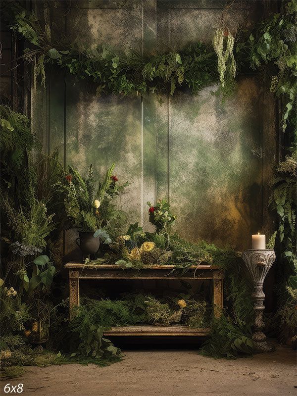 Enchanted Garden Photography Backdrop - Rustic garden scene with lush greenery Foliage Photo Backdrop, Enchanted Forest Halloween Decorations, Natural Light Studio Photography, Enchanted Fairy Garden Party Decoration, Enchanted Garden Backdrop, Video Backdrop Ideas, Geo Slime, Cheesecloth Backdrop, Event Photo Wall