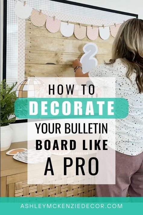 These 4 tips will show you how to decorate your bulletin board like a pro! Take your classroom decor skills to the next level! Decorating A Bulletin Board, Bulletin Board Tips And Tricks, Decorate Bulletin Board For Office, Meet The Teacher Bulletin Board Display, Cute Office Bulletin Board Ideas, How To Layer Bulletin Board Border, Bulletin Board Theme Ideas, Office Bulletin Board Ideas Decoration, Layering Bulletin Board Borders