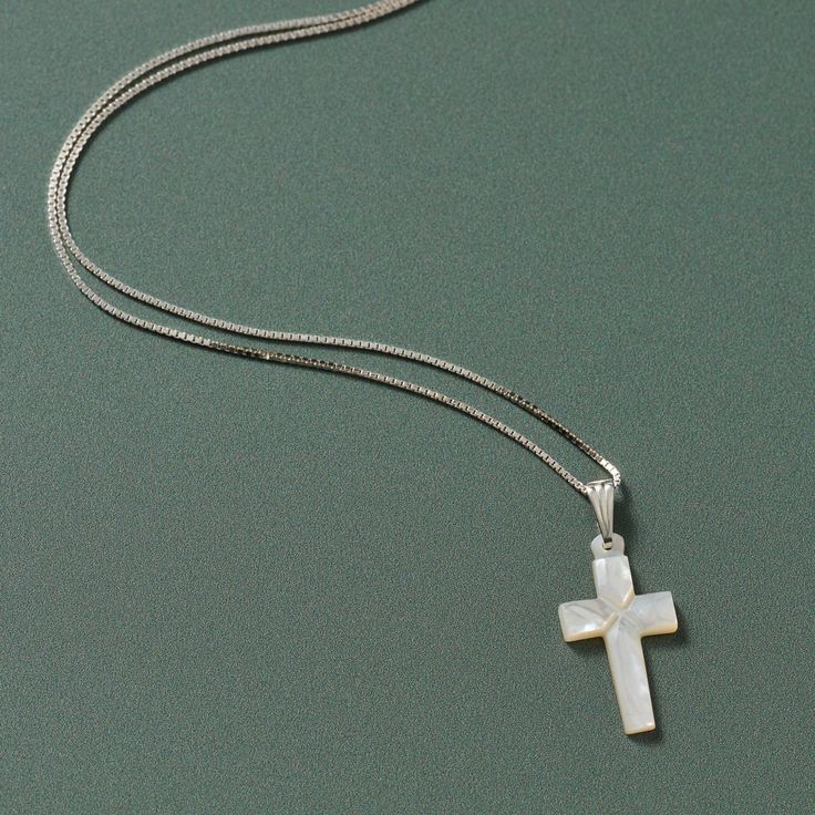 Mother of Pearl Cross Pendant Necklace - Ten Thousand Villages Spiritual Clavicle Chain Cross Pendant Necklace, Spiritual Clavicle Chain Cross Jewelry, White Cross Pendant Necklace With Clavicle Chain, White Cross Necklace With Clavicle Chain, Spiritual White Cross Jewelry, White Crucifix Cross Necklace, White Spiritual Crucifix Cross Necklace, White Crucifix Spiritual Necklace, White Spiritual Crucifix Necklace