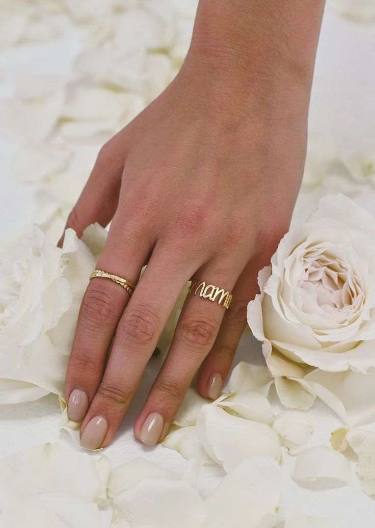 Solid Gold Mama Ring – James Michelle Classic Personalized 14k Gold Midi Rings, 14k Gold Open Band Promise Ring, Adjustable Gold Initial Ring In 14k, Gold Engraved 14k Gold Midi Rings, Gold 14k Engraved Midi Rings, Modern 14k Stamped Jewelry For Promise, Gold Sterling Silver Engraved Ring, Rose Gold Open Initial Ring Stamped 14k, Adjustable Gold Stackable Rings Stamped 14k