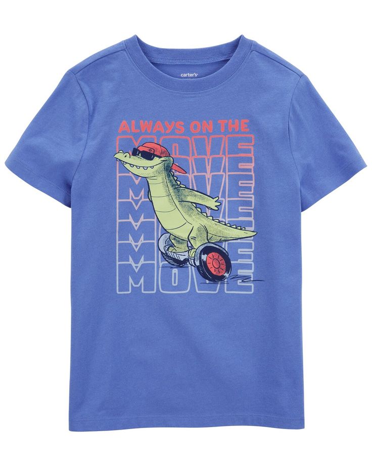 Blue Kid Alligator Graphic Tee | carters.com Cool Slogans, Graphic Tee Style, Kid Styles, Carter Kids, Bean Bag Chair Kids, Kids Graphic Tees, Activewear Sets, Cool Graphic Tees, Toddler Boy Outfits