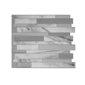 a white marble tile wall with grey and gray lines on the back ground, in an angled