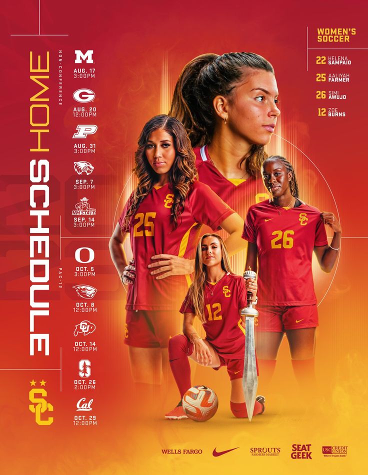 an advertisement for the women's volleyball team, featuring two female players in red uniforms