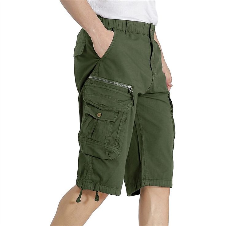 Category:WE-Pants; Season:Summer; Fabric:100% Cotton; Gender:Men's; Style:Classic,Casual,Fashion; Occasion:Daily,Outdoor,Camping  Hiking; Fit Type:Regular Fit; Function:Wearable; Waistline:Mid Waist; Pattern:Plain; Design:Multi Pocket,Elastic Waist; Pants Type:Cargo Shorts,Capri Pants,Capri Cargo Shorts; Fly Type:Elasticity; Front page:FF; Listing Date:05/10/2024; Production mode:External procurement; Hips:; Length:; Waist:; Pants Length:Calf-Length Cargo Shorts For Men, Black Army, Camo Cargo Pants, Hiking Fashion, Pants Elastic Waist, Utility Pockets, Knee Length Shorts, Cargo Style, Cargo Shorts Men