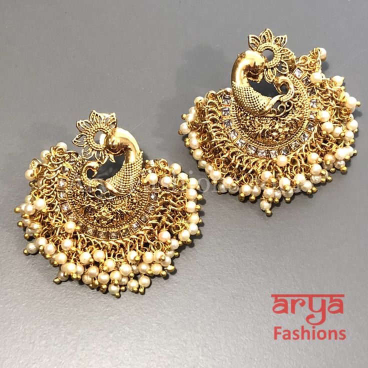 Saba Amrapali Inspired Golden Polki Chandbali Earrings Premium Quality Polki Chandbali Earrings Length: Approx. 2" Light-weight Push-Back closure Gold Finish on high-quality brass as the base metal, Kundan stones and Pearls Suitable for any traditional for contemporary attire and occasion In-stock & ready-to-ship **Color may vary slightly due to photography and lighting. Earring Traditional, Polki Chandbali, Matte Gold Earrings, Gold Jhumka, Gold Earrings Indian, Ruby Bangles, Gold Jhumka Earrings, Traditional Indian Jewellery, Temple Jewelry