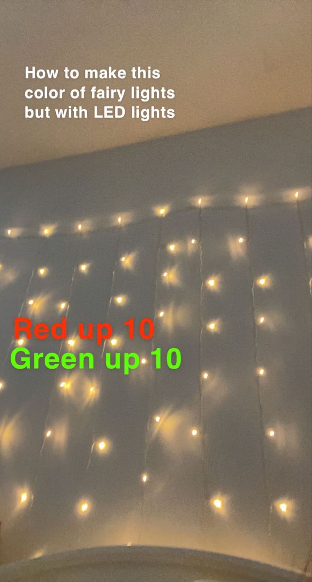 a bed with white lights on it and the words how to make this color of fairy lights but with leds