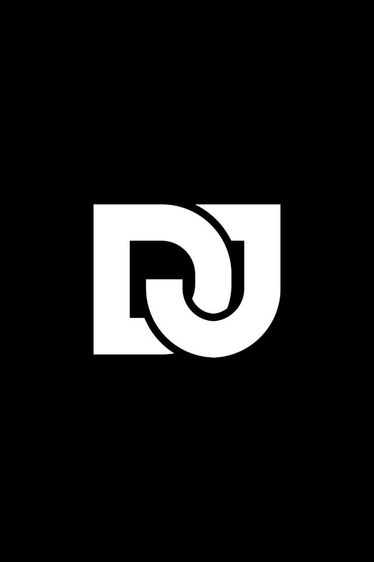 the letter d is made up of two overlapping letters, one in black and white