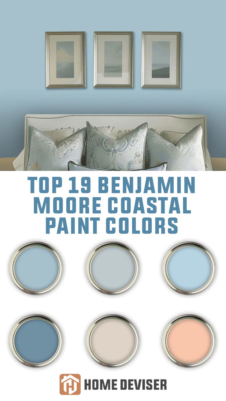 Top 19 Benjamin Moore Coastal Paint Colors for a Beach House Look Sky Blue Paint Colors For Bedroom Benjamin Moore, Newburyport Blue Benjamin Moore Bedroom, Stratford Blue Benjamin Moore, Soft Teal Paint Color, Coastal Blue Color Palette, Benjamin Moore Light Blue Paint Colors, Benjamin Moore Coastal Paint Colors, Sw Coastal Paint Colors, Gibraltar Cliffs Benjamin Moore