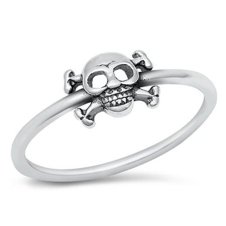 Skull and Crossbones Knights Crusading Ring .925 Sterling Silver Band Jewelry Female Male Size 5 All our silver jewelry is crafted from .925 silver also commonly referred to as sterling silver. Sterling silver is the standard for beautiful high-quality silver jewelry and can not be replicated by lower priced silver plated jewelry. It is 92.5% pure silver, mixed with alloys to add strength and durability to stand the test of time. We promise superior service which includes fast shipping, great communication, and Walmart's refund policy. Keep your fine jewelry shiny and elegant by storing it properly. Jewelry needs to be stored in a dry area, preferably away from air in a jewelry box or plastic bag. Avoid exposure to harsh chemicals. Use a polishing cloth to remove tarnish build-up over time Adjustable Skull Rings With Symbolic Style, Sterling Silver Skull Jewelry Hallmarked, Nickel Free Sterling Silver Skull Ring, Nickel-free Sterling Silver Skull Ring, Silver Skull Ring Nickel-free For Halloween, Silver Adjustable Symbolic Skull Ring, Halloween Silver Skull Ring Nickel Free, Sterling Silver Skull Ring Hallmarked, Sterling Silver Skull Ring Stamped 925