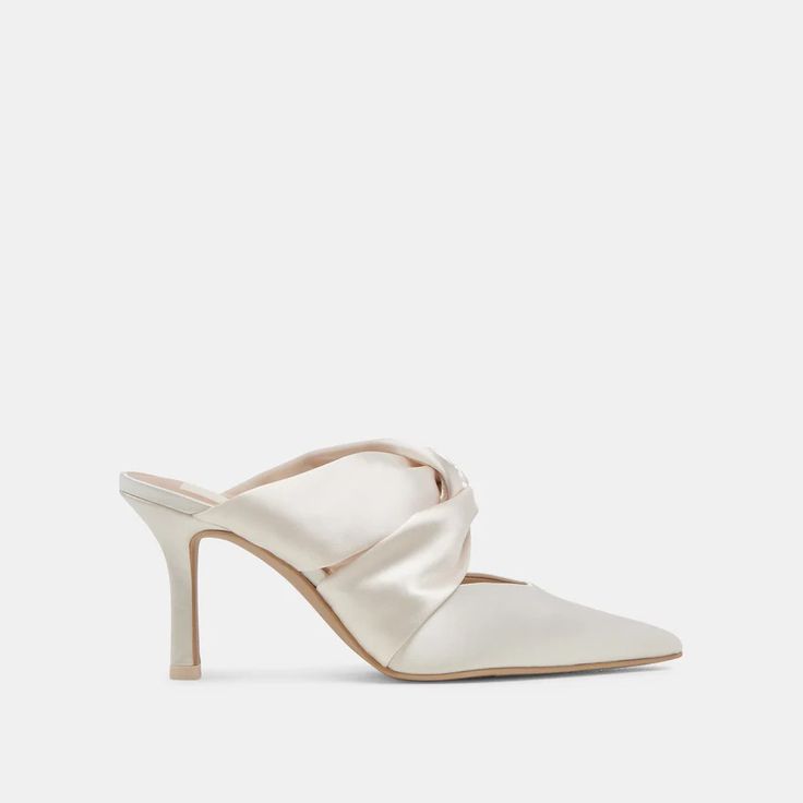 KELSY HEELS CREME SATIN – Dolce Vita Classic Wedding Shoes, Bride Heels, Heeled Mule, Elegant Heels, Mini Collection, Wedding 2025, Bridal Heels, Satin Heels, Fancy Dinner