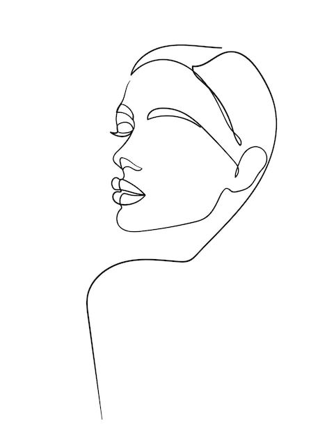 a line drawing of a woman's face