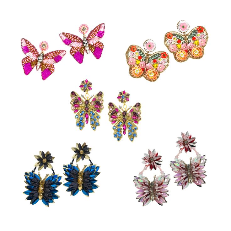 Stunning hand beaded Butterfly earrings that are perfect for all of the butterfly lovers out there! You will love the details of the two toned pink hand beaded butterfly design.  💗GIFT FOR HER- Definitely a perfect gift for friends, moms, grandmothers, aunts and more!   💗EASY TO WEAR-They are lightweight and have a soft felt backing for extra comfort. The details are stunning and would make a great gift at a great price. 💗LUXURY- Each individual bead and pearls are  hand embroidered onto suede by skilled artisans using the highest quality luxury designer materials available. Multicolor Butterfly Earrings For Party, Pink Butterfly Charm Earrings, Butterfly Shaped Beaded Jewelry For Party, Pink Beaded Crystal Earrings For Party, Multicolor Butterfly Earrings For Pierced Ears, Whimsical Pink Beaded Earrings, Handmade Multicolor Butterfly Earrings, Handmade Pink Butterfly Earrings, Whimsical Beaded Earrings For Party