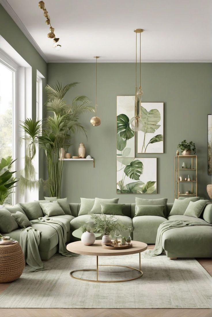 1. Interior Design Inspiration
2. Modern Living Spaces
3. Serene Home Decor
4. Green Room Makeover Green Grey Living Room Colour Palettes, Green Wall Sitting Room, Living Room Color Green, Living Room Wall Color Combination Ideas, Living Room Design Green, Sage Living Room, Green Living Room Ideas, Green Walls Living Room, Sage Green Living Room