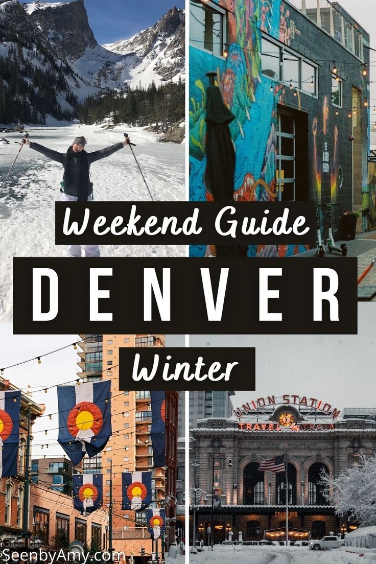 a collage of photos with the words weekend guide denver winter