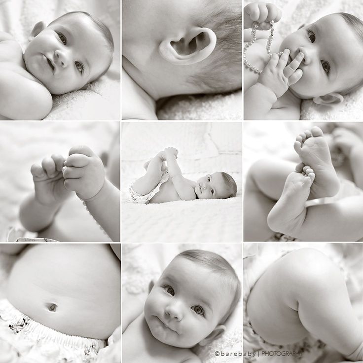 a collage of photos shows a baby chewing on a pacifier while laying down