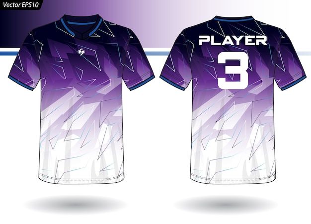 the front and back of a purple soccer jersey with white letters on it, which reads player 3