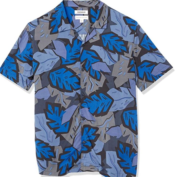 100% Rayon Imported Button Closure Machine Wash A Vibrant Print Adds Tropical Appeal To This Casual Hawaiian Shirt For Beach Or Out-Of-Office Style With Short-Sleeves, Camp Collar, Button-Up Front And A Straight Hem Just Ask For Available Sizes: Xs, S, M, L, Xl, 2xl, 3xl Item # Mm334 Blue Button-up Camp Shirt For Spring, Blue Printed Button-up Camp Shirt, Blue Camp Shirt With Buttons For Vacation, Blue Camp Shirt With Floral Print, Blue Floral Print Top With Camp Collar, Blue Casual Camp Collar Shirt, Casual Blue Camp Collar Shirt, Blue Casual Camp Shirt With Camp Collar, Blue Camp Shirt With Relaxed Fit