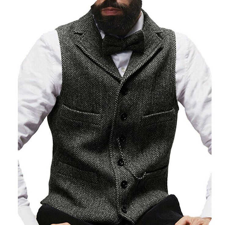 * Item:Men Retro Aged Vest Tweed Vintage Herringbone Waistcoat Notch Lapel Cowboy New * Condition: 100% Brand New * Color:Black,Red，Gray，Brown，Army Green，Wine Red，Champagne，Coffee，Green，Light Blue，Deep Blue，Royal Blue * Size:Asian XS-3XL * Package:1pc Vest (without any accessories ） Notice ：actual color may differ from your computer display. Please choose the required size from the drop down menu above. We can ship to Worldwide.if you can not use Buy it now Pls contact us Payment 1. Your Item(s Tweed Vest With Pockets For Tailoring, Fall Tweed Vest With Pockets, Winter Tweed Vest With Pockets, Casual Tweed Vest For Winter, Fall Tweed Single Breasted Vest, Fall Tweed Single-breasted Vest, Tweed Vest With Buttons For Work, Winter Business Tweed Vest, Tweed Business Vest For Fall