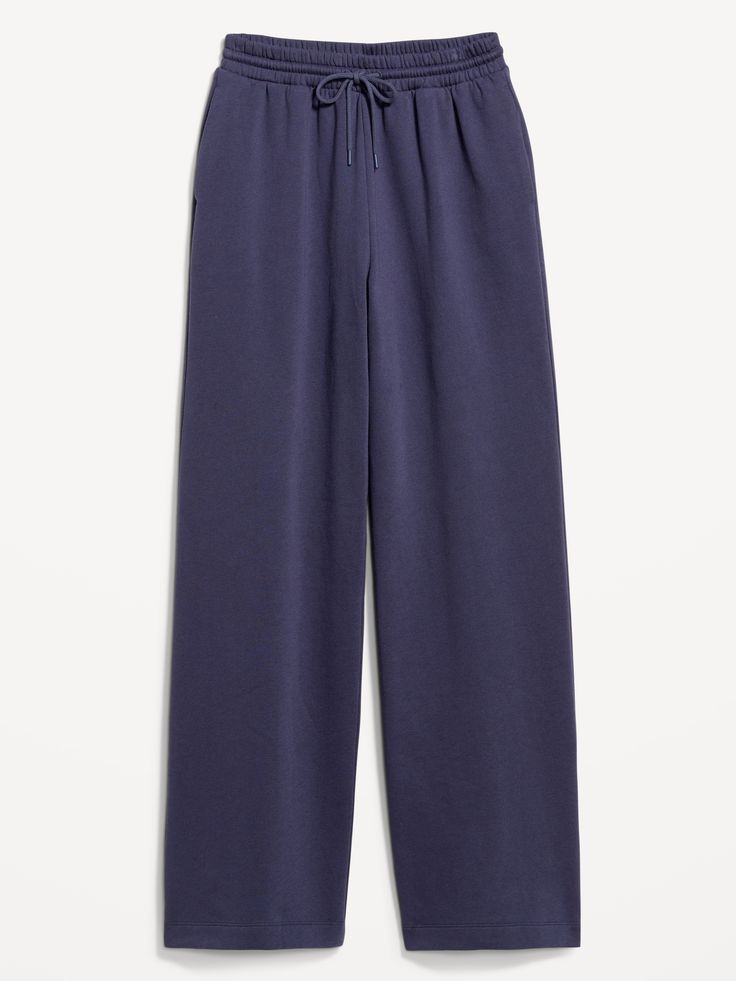 Extra High-Waisted SoComfy Wide-Leg Sweatpants | Old Navy Comfy Pants Women, Loose Fit Sweatpants, Womens Sweat Pants, Brandy Wide Leg Sweatpants, Old Navy Sweatpants, Navy Blue Wishlist, Wide Legged Sweatpants Outfit, Women’s Sweatpants, Christmas List Ideas Clothes