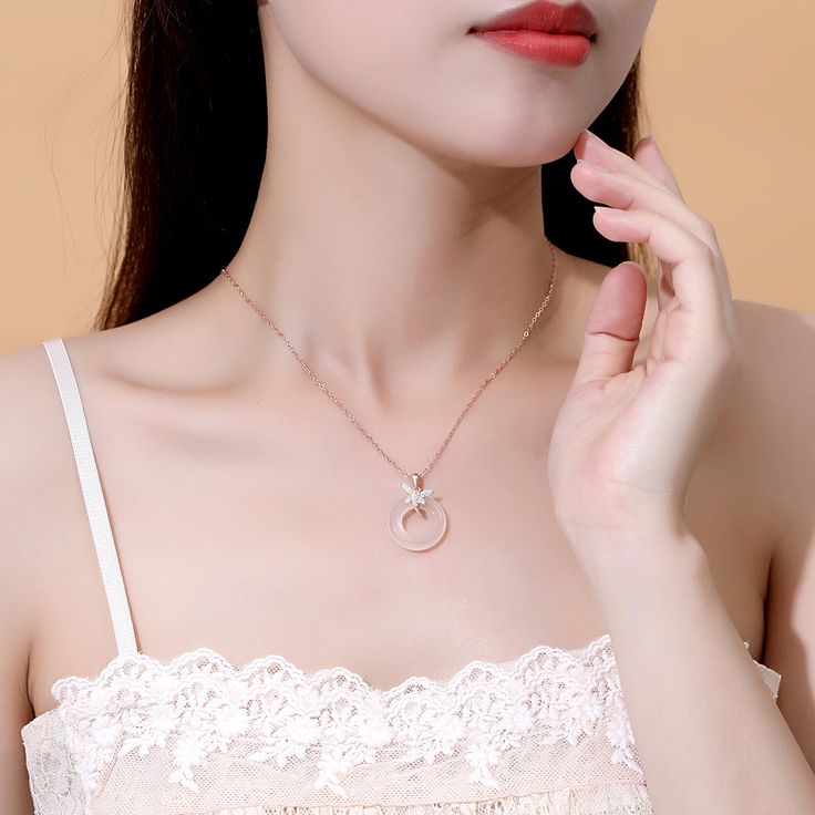 Fashion Element: Butterfly Style: New Chinese Style Elegant Chain Necklace As Gift, Elegant Plated Chain Necklace Gift, Formal Sterling Silver Clavicle Chain Necklace, Fine Jewelry Rose Gold Clavicle Chain Necklace, Fine Jewelry Rose Gold Clavicle Necklace, Silver Round Pendant Chain Necklace Fine Jewelry, Silver Round Pendant Chain Necklace, Silver Round Pendant Chain Necklace In Fine Jewelry Style, Rose Gold Clavicle Chain Fine Necklace