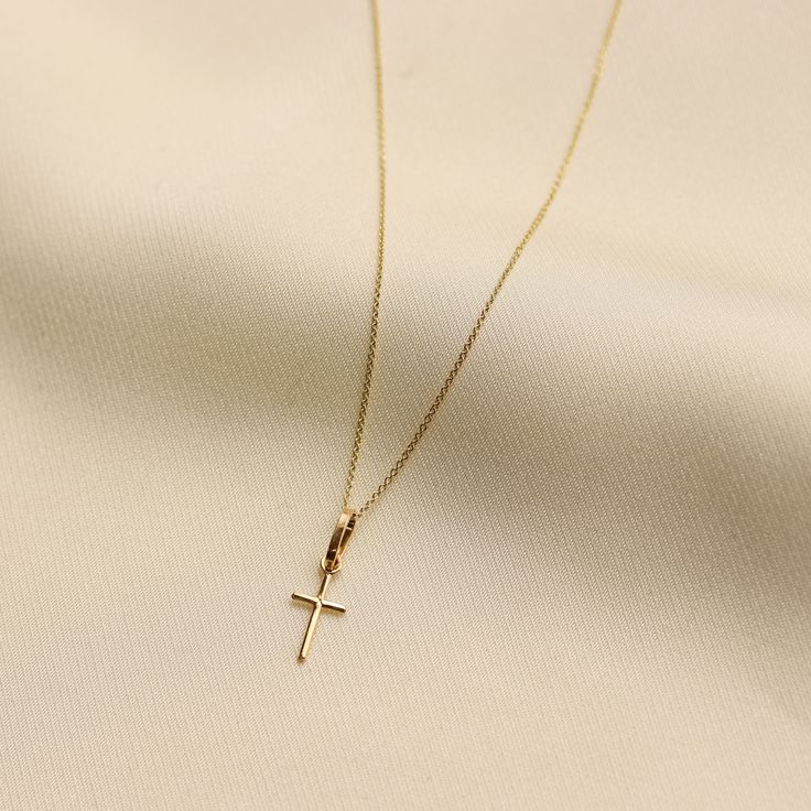 Gold KT: 14K Solid Gold Gold Color: Yellow Gold Chain Style: Rolo Chain Length: 16", 18" Chain Width: 1 mm Dainty 14k Gold Pendant Chain Necklace, Elegant 14k Gold Cross Necklace With Delicate Chain, Yellow Gold Clavicle Chain Necklace With Cross Pendant, 14k Gold Clavicle Chain Necklace With Cross Pendant, 14k Gold Clavicle Chain With Cross Pendant, Minimalist 14k Gold Pendant Chain Necklace, Elegant Yellow Gold Cross Necklace, Elegant Everyday Yellow Gold Cross Necklace, Minimalist 14k Gold Cross Necklace With Delicate Chain