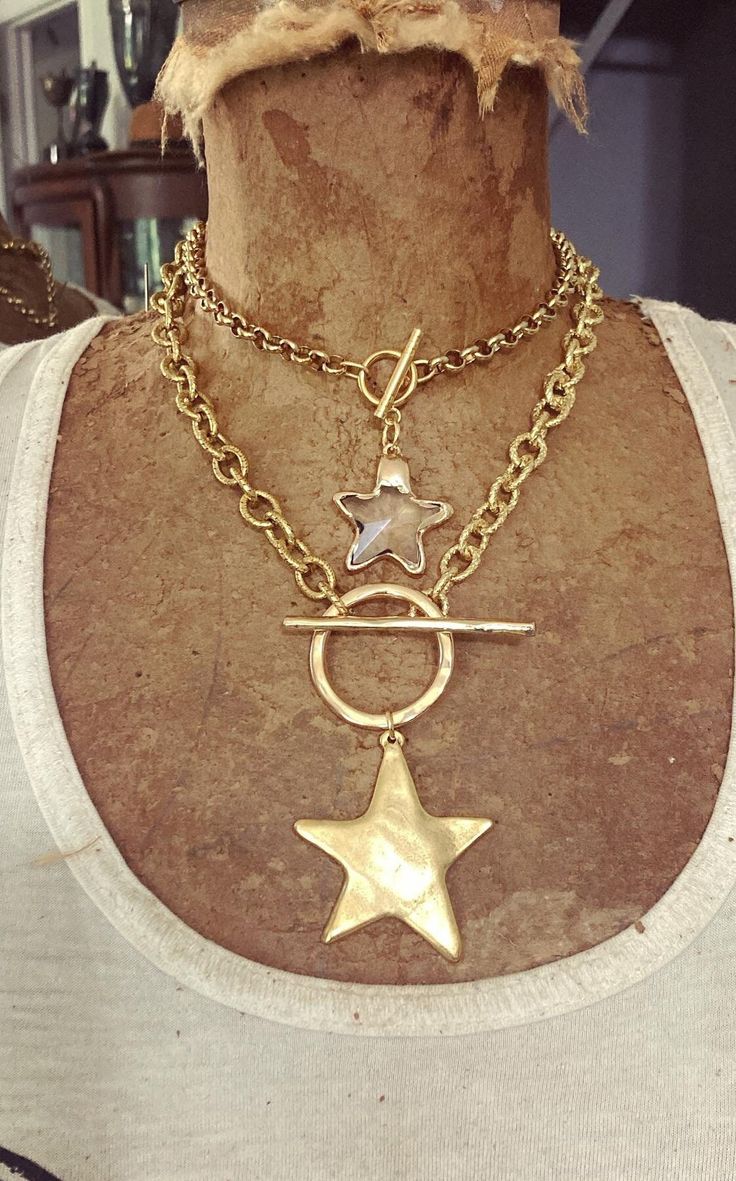 ✨🌟 my Big Dipper and little DiPPers star necklaces.  Fun bold statements ✨ the small gold soldered crystal star on petite gold rolo chain.  silver and gold bold solid star with large toggle on chunky chain.  ✨make your choice of style and length below   also shown here are my big ole' heart necklaces available here: https://www.etsy.com/listing/1786995503/heart-pendant-necklace-big-heart-pendant?click_key=fcb6ac8c7e56fd612566bf1ab5f341a9e6f5b52e%3A1786995503&click_sum=d60d7937&ga_search_query=b Chunky Star Necklace, Big Necklaces, Chunky Gold Necklace, Big Pendant Necklace, Star Necklaces, Big Dipper, Cute Ear Piercings, Bold Statements, Heart Necklaces