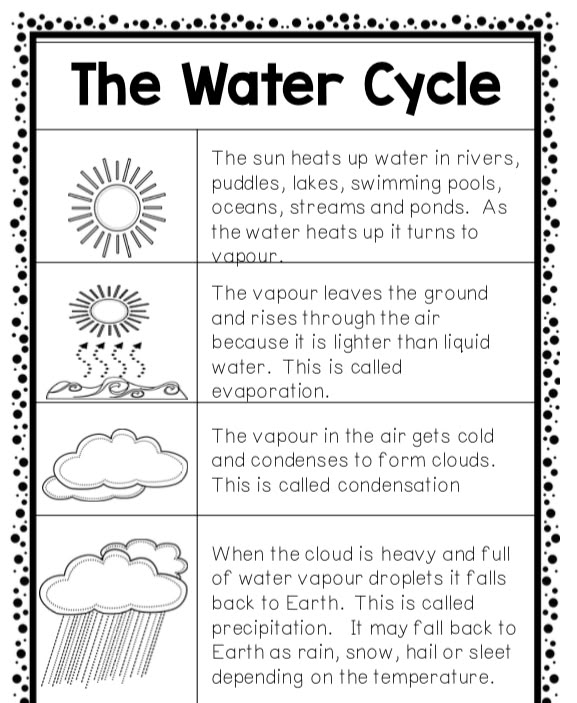 the water cycle worksheet for kids to learn how to read and understand it