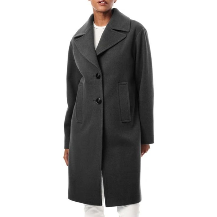 Brand: Bernardo Size: M Style: Oversize Coat Color: Black Msrp: $179 Condition: New With Tags Cut Just Oversized Enough To Fit Comfortably Over A Layered Ensemble, This Wool-Kissed Coat Is A Day-To-Night Essential This Season. Features: Long Sleeve Button Front Notched Lapels Lined 88% Polyester, 8% Rayon, 4% Wool Vr Oversize Coat, Style Oversize, Black Desk, Oversized Coat, Wool Blend, Jackets For Women, Jackets & Coats, Desk, Wool