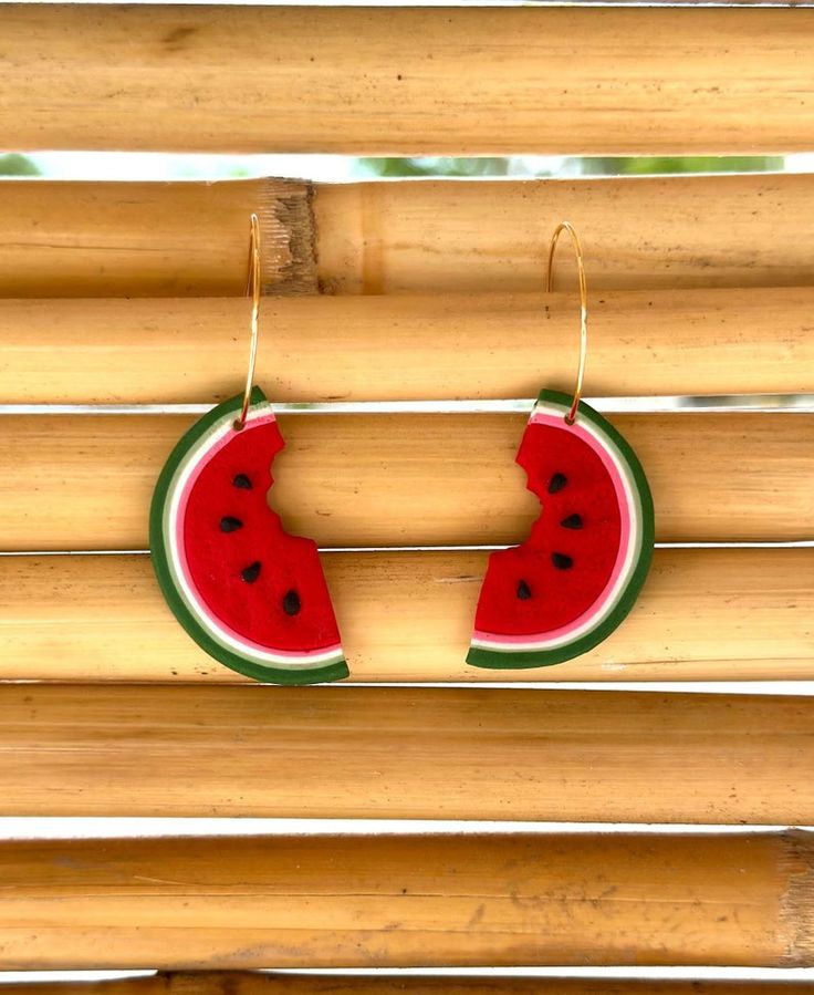 Watermelon Earrings Watermelon Accessory Polymer Clay - Etsy Fun Red Resin Earrings, Resin Jewelry For Summer Gifts, Fun Handmade Adjustable Earrings, Fun Style Red Resin Earrings, Summer Gift Jewelry Made Of Resin, Handmade Adjustable Fun Earrings, Fun Red Resin Jewelry, Handmade Watermelon Colored Dangle Jewelry, Handmade Watermelon Color Dangle Jewelry