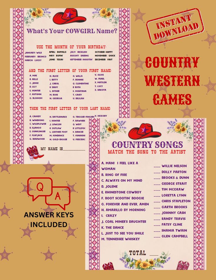 the country western games are on display in this brochure, which is also available for