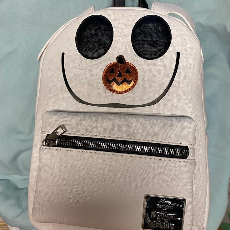 Loungefly Zero From The Nightmare Before Christmas Backpack Cute Halloween Backpack For Everyday Use, Cute Halloween Travel Backpack, Cute Halloween School Backpack, Halloween Themed Travel Backpack, Themed Halloween Travel Backpack, Themed Backpack For Everyday Use And Halloween, White Halloween Backpack For Travel, Novelty Halloween School Backpack, White Halloween-themed Travel Backpack