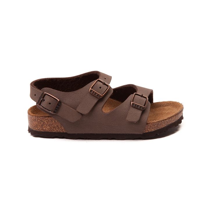 Toddler/Youth Birkenstock Roma Sandal Adjustable Buckle Footbed Sandals For Outdoor, Adjustable Buckle Closure Footbed Sandals For Outdoor, Casual Sandals With Buckle Closure And Adjustable Fit, Adjustable Comfortable Footbed Sandals For Everyday, Casual Everyday Double Strap Footbed Sandals, Adjustable Brown Footbed Sandals For Outdoor, Brown Everyday Footbed Sandals For Spring, Casual Brown Footbed Sandals, Brown Leather Footbed Sandals For Everyday