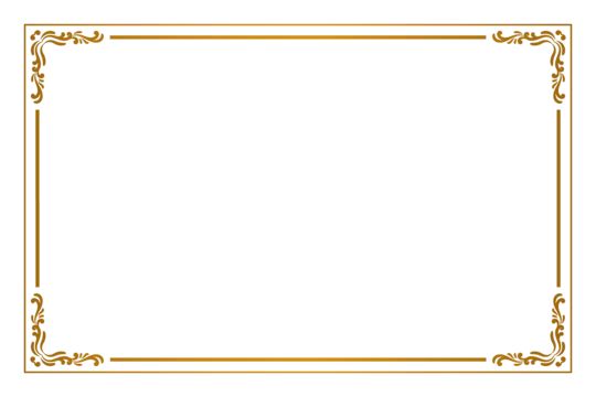 a gold frame with an ornate border on the top and bottom, as well as a white background