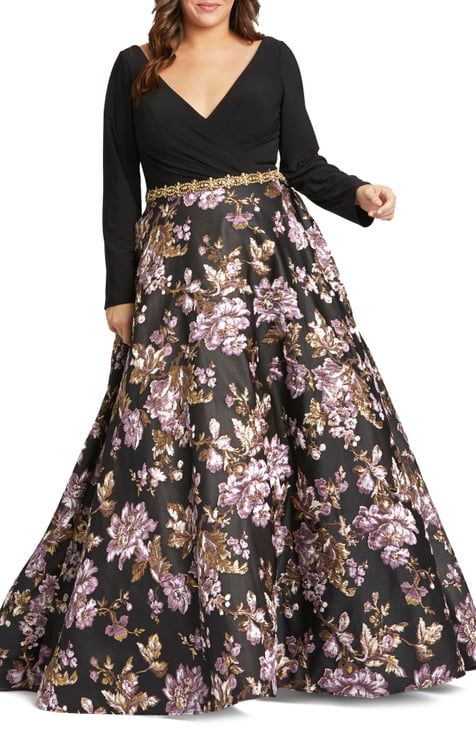 Plus-Size Dresses | Nordstrom Formal Dress Long, Vestidos Color Coral, Mother Of Bride Dress, Floral Print Gowns, Brocade Skirt, Embellished Belt, Printed Gowns, Full Length Skirts, Mother Of Bride