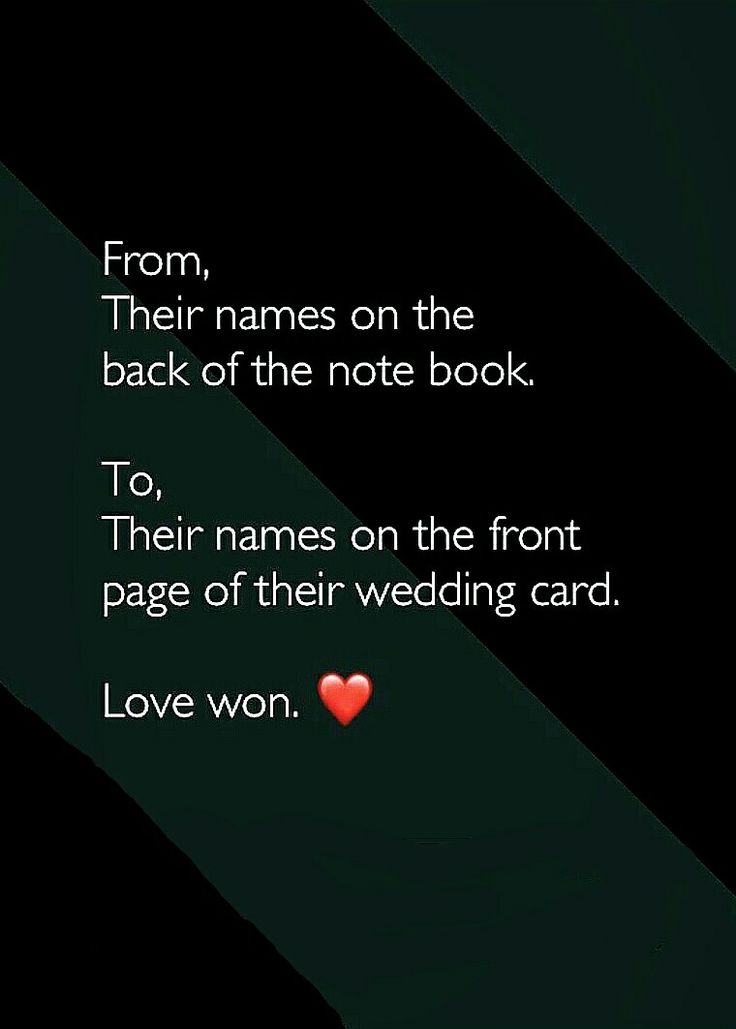 a black and white striped background with a red heart on the bottom right corner that says, from, their names on the back of the note book