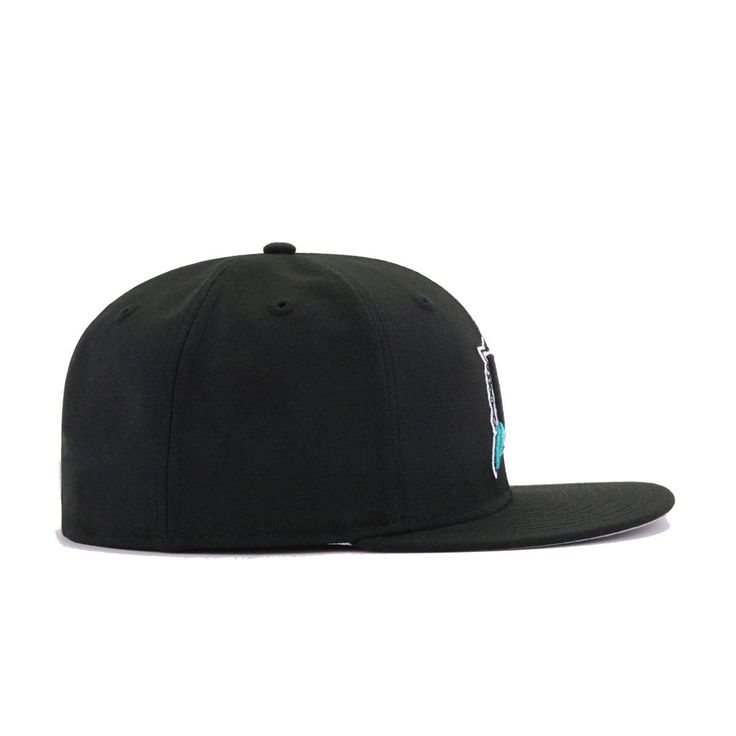 Celebrate the Marlin’s 2003 World Series Championship season with this throwback fitted from Hat Heaven. Featuring a clean Black base, the classic Marlins logo in Teal is unmistakable anywhere you go. With Cooperstown-spec left-sided side patch, this is mainstay in fitted fashion that isn’t going anywhere. Hat Material: 100% WoolCrown: BlackVisor: BlackButton: BlackUndervisor: GreyFront Logo: Black/Teal/Metallic Silver/WhiteRear Logo: Black/Teal/WhiteSide Patch: Official league colors Fitted Fashion, Florida Marlins, Crown Black, San Diego Chargers, New Era Cap, Logo Black, New Era 59fifty, Oakland Athletics, Detroit Tigers