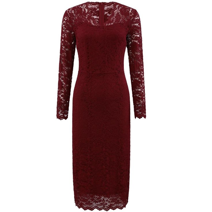 Keep your look professional and stylish in this dress from Hobemty, featuring a V neck, floral lace fabric, sheer long sleeve, panel design, zipper back, and midi length. Pair with high heels for an exquisite party look. Focused on Ladies' Cocktail and Wedding Wear - This dress is great for work, meetings, offices, businesses, work, parties, cocktails, wedding dresses, etc. The dress is designed to offer a flattering fit and is perfect for various occasions. Its elegant style and comfortable fab Cuffed Sleeve Dress, Cocktails Wedding, Work Parties, Work Meetings, Cocktail Wedding, Midi Slip Dress, Empire Waist Dress, Chiffon Maxi, Long Sleeve Midi