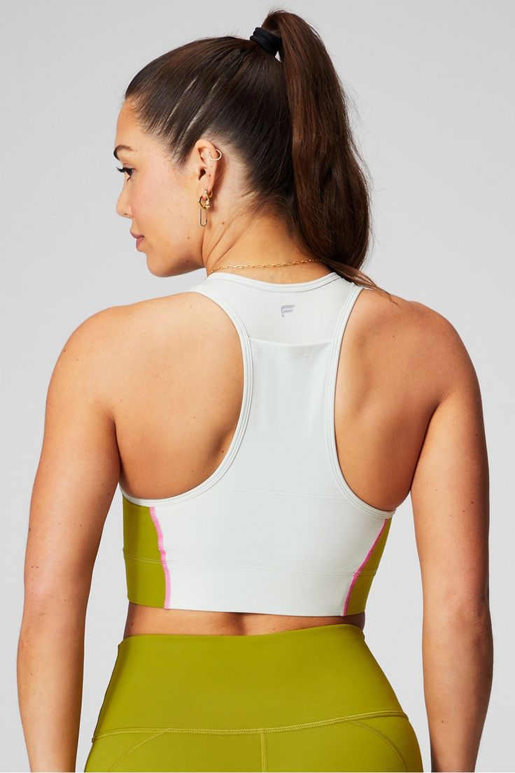 On-The-Go Medium Impact Sports Bra Fabletics green female Activewear >> Womens >> Sports Bras >> Medium Impact regular Training 4-Way Stretch/Moisture-Wicking/Removable Bra Cups Green High Stretch Go-dry Activewear, Green Go-dry High Stretch Activewear, Green Stretch Activewear For Sports, High Stretch Green Activewear For Sports, Green High Stretch Racerback Activewear, Green Breathable Activewear With Medium Support, Green Breathable Activewear For Workout, Green High Stretch Sweat Resistant Activewear, Green High-stretch Racerback Activewear