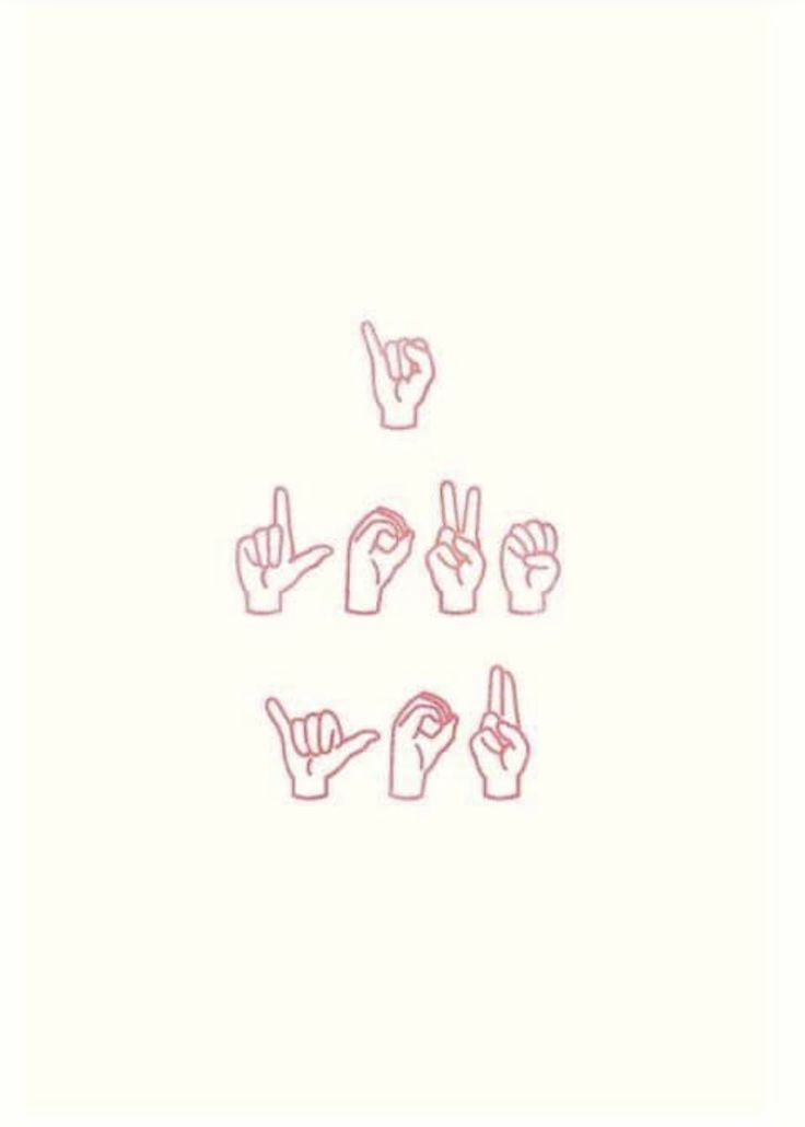 the words peace written in pink ink on a white background with fingers up and down