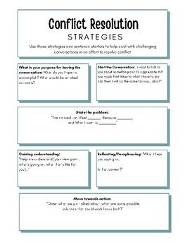 conflict resolution worksheet for students