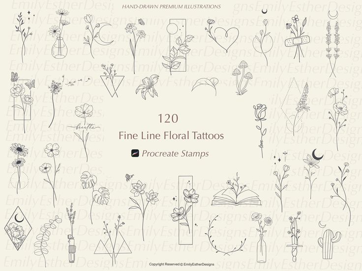 the line floral tattoos are available for purchase