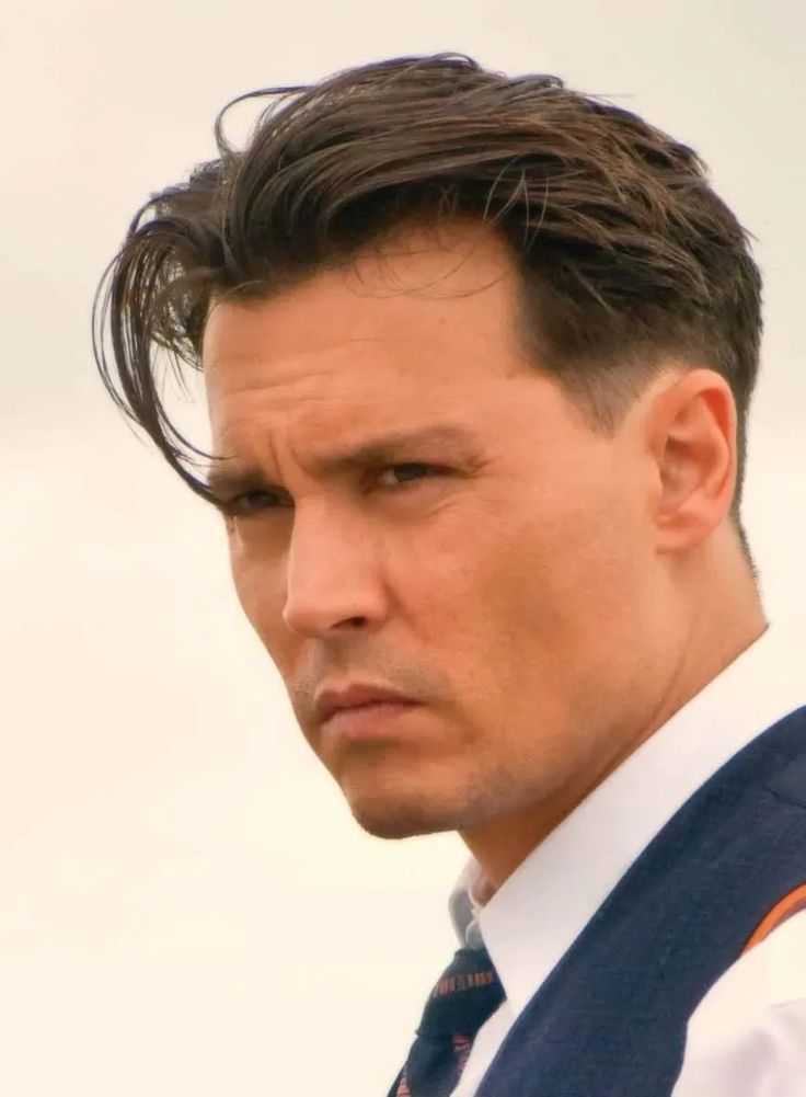 Johnny Depp Haircut, Johnny Depp Public Enemies, Long Slicked Back Hair, Johnny Depp Hairstyle, John Dillinger, Public Enemies, Bald With Beard, Mens Hairstyles Thick Hair, Low Fade