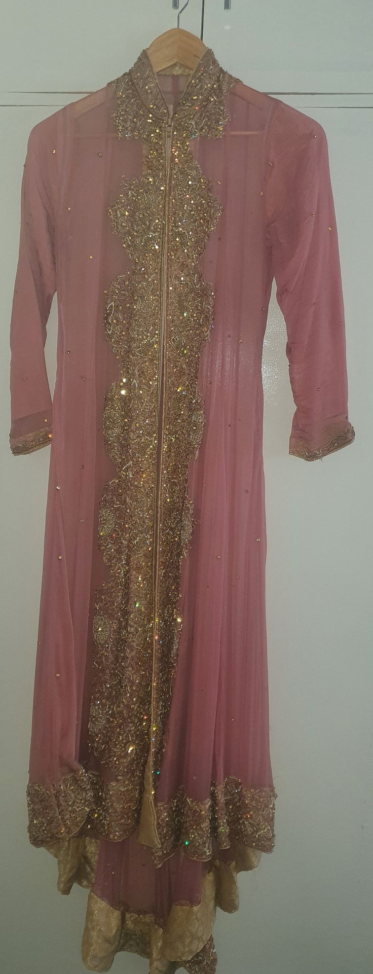 Stunning bridal dress, small trail at back, detailed duppatta and kameez. Golden under kameez, brocade beautifully made skirt Formal Semi-stitched Lehenga With Dabka Work, Long Anarkali Gown For Formal Occasions, Gold Formal Floor-length Salwar Kameez, Gold Floor-length Salwar Kameez For Formal Occasions, Formal Long Anarkali Gown, Unstitched Bollywood Formal Gown, Unstitched Bollywood Gown For Formal Occasions, Bollywood Style Floor-length Salwar Kameez With Intricate Embroidery, Wedding Salwar Kameez With Dabka Work