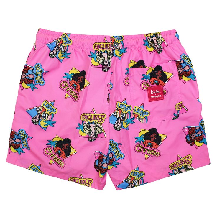 Make a splash and capture the essence of California cool with our Barbie™ California Dream Swim Shorts. Perfect for beach days, pool parties, or any sun-soaked adventure, these swim shorts offer a blend of comfort, functionality, and unmistakable Barbie charm. Complete with a drawstring waist, pockets on either side and an 80’s motif, all-over print pattern, featuring Barbie, Ken, Midge and Christie inspired by the 1987 California Dream Barbie Collection. Dive into fun with new Cakeworthy swimwe California Dream Barbie, West Coast Style, Get Summer Ready, West Coast Fashion, Coast Style, Barbie Ken, Fun Beach, California Cool, Pool Parties