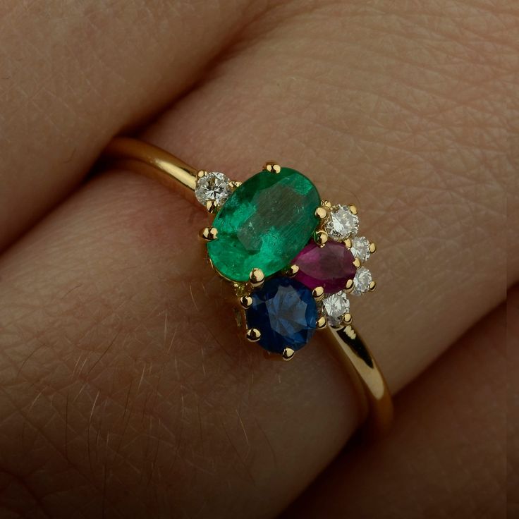 Multi Color Stone Ring, Sapphire And Ruby Ring, Birthstone Ring Mothers, Stackable Rings Wedding, Colored Stone Rings, Multi Gemstone Ring, Rainbow Jewelry, Dream Engagement Rings, Stackable Ring