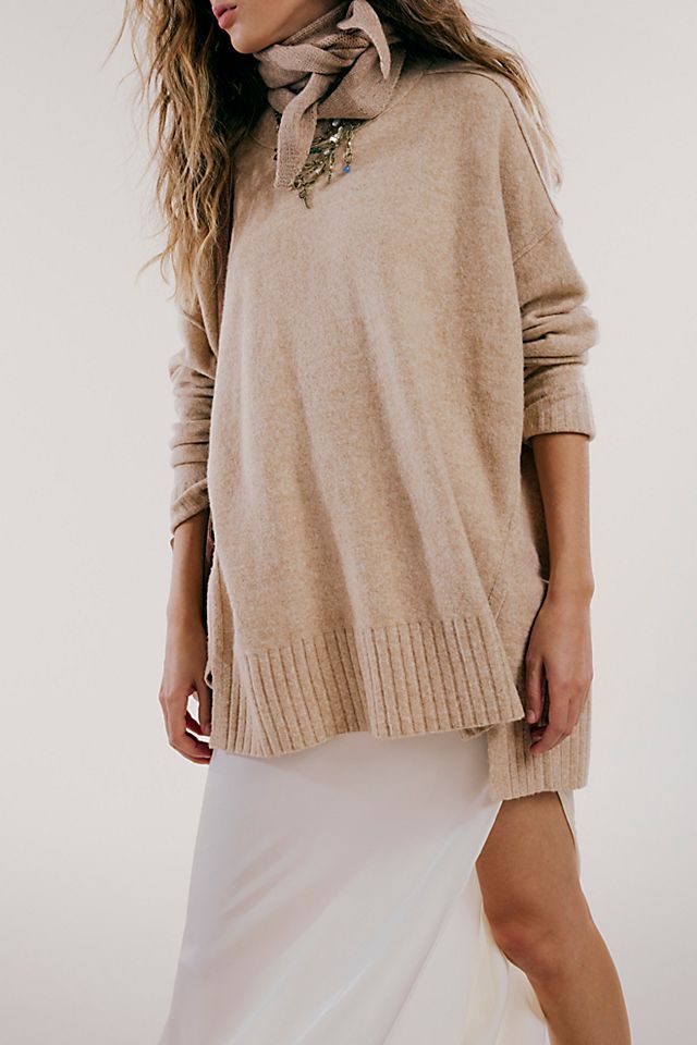 Phoebe Pullover Oversized V-neck Sweater For Layering, Oversized Cozy V-neck Sweater With Ribbed Cuffs, Oversized Chic V-neck Sweater For Layering, Chic Oversized V-neck Sweater For Layering, Oversized Turtleneck Sweater For Everyday, Oversized Cozy V-neck Sweater For Loungewear, Cozy Oversized Sweater For Layering, Oversized Neutral Crew Neck Sweater, Chic Oversized Sweater For Layering