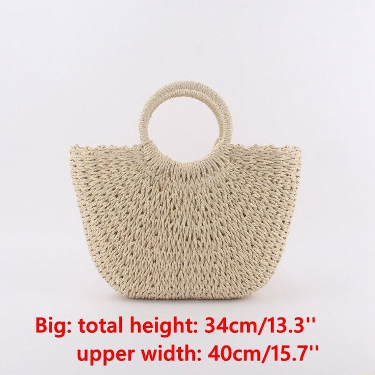 Women Wicker Handbag Totes Summer Beach Straw Woven Boho Rattan Basket Bag New Photos may slightly different from actual item's color due to the lighting during photo shooting or the monitor's display. This item is for 1pc bag and excludes all the accessories. Color: light brown, beige Size: big, small Big: total height: 34cm/13.3'', upper width: 40cm/15.7'' Small: total height: 30cm/11.8'', upper width: 31cm/12.2'' SKU: 909-974/ZMJ Portable Beige Shoulder Bag For Summer, Beige Portable Shoulder Bag For Beach, Portable Straw Shoulder Bag For Vacation, Beige Shoulder Bag For Beach, Brown Portable Straw Bag For The Beach, Brown Portable Straw Bag For Beach, Portable Brown Straw Bag For Beach, Portable Handheld Vacation Bags, Summer Shopping Shoulder Bag Portable