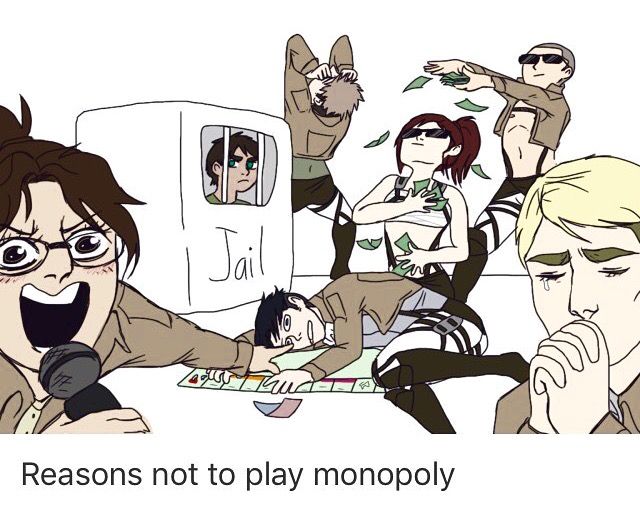 an image of some cartoon characters with words on them that say reason not to play monopoly