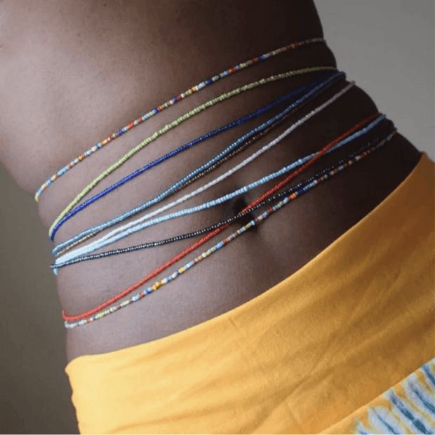 Bead Vendors, Jóias Body Chains, Waist Beads African, Waist Jewelry, Ikat Pinggang, Body Chains, Fashion Beads, Waist Beads, Rice Bead